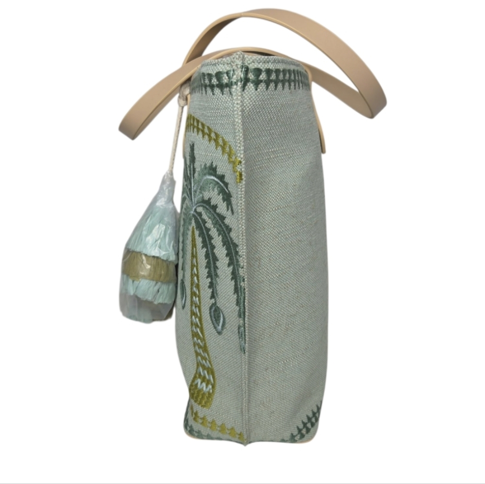 Spartina 449 Fiesta Tote Richmond Hill Sea Foam Palms NEW - Picture 3 of 11